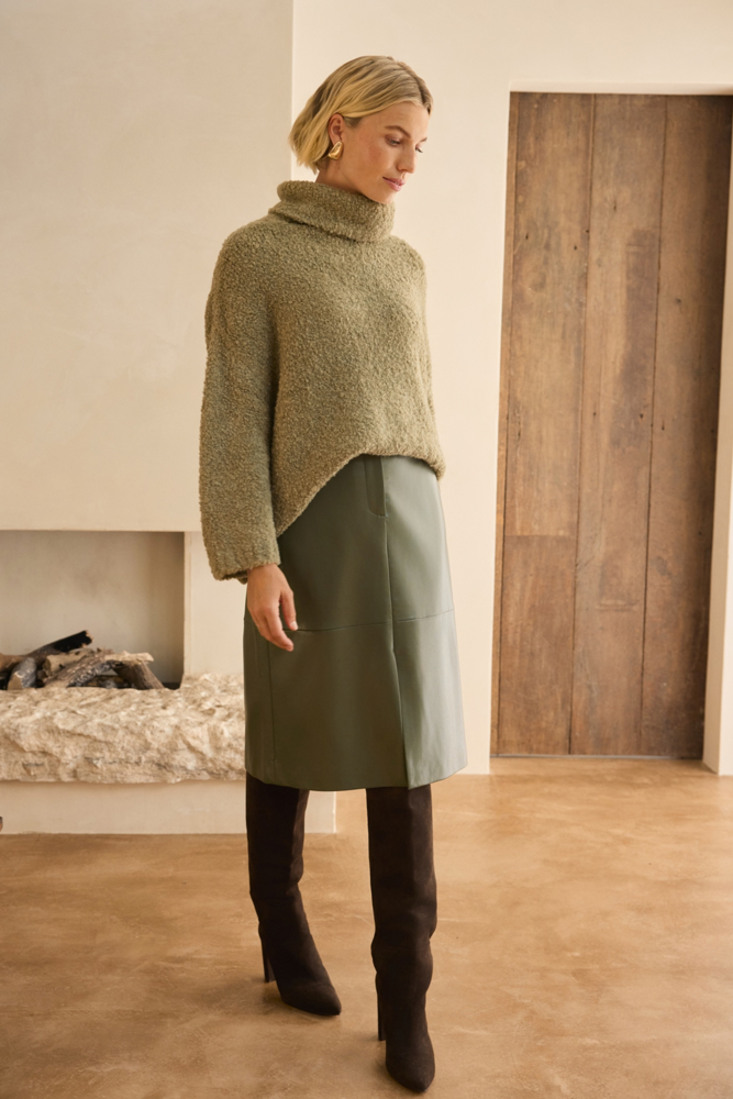 Leatherlook midi-rok