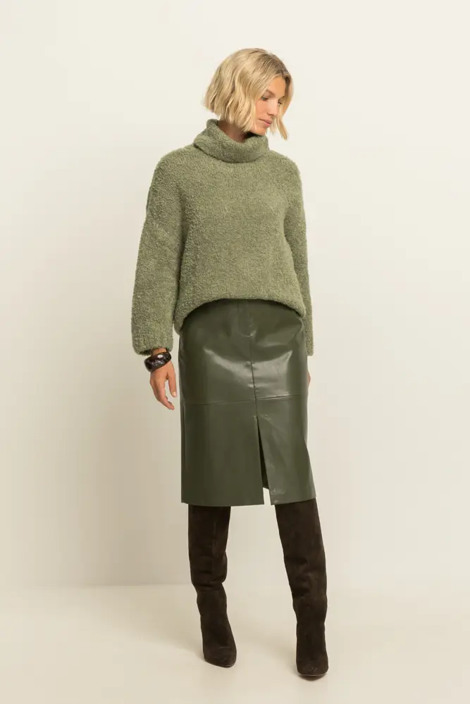 Leatherlook midi-rok