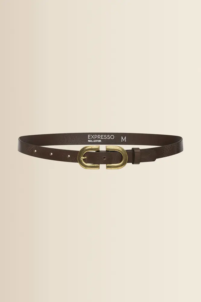 Leren riem met goudkleurige gesp