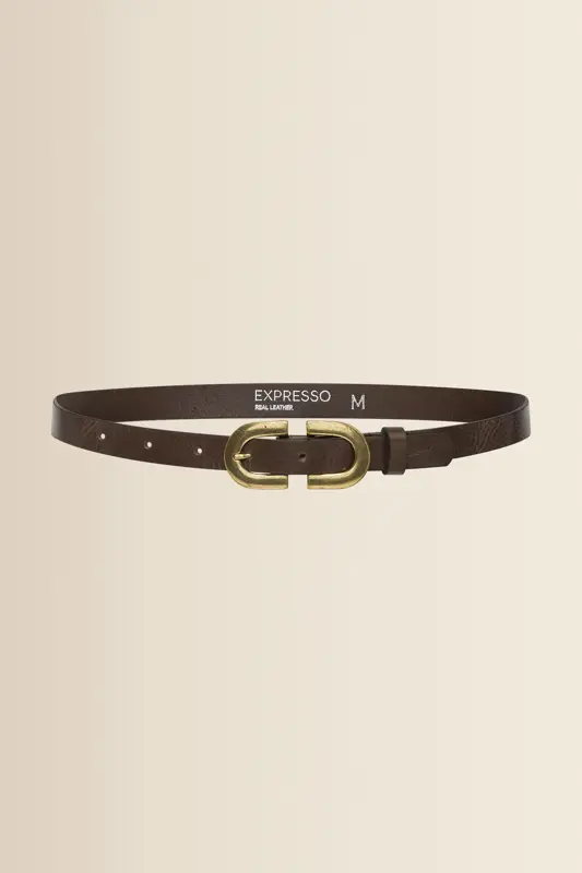 Leren riem met goudkleurige gesp