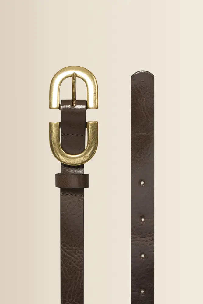 Leren riem met goudkleurige gesp