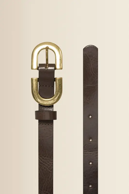 Leren riem met goudkleurige gesp