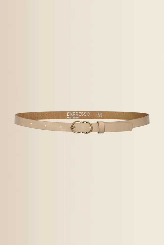 Leren riem met dubbele ringgesp