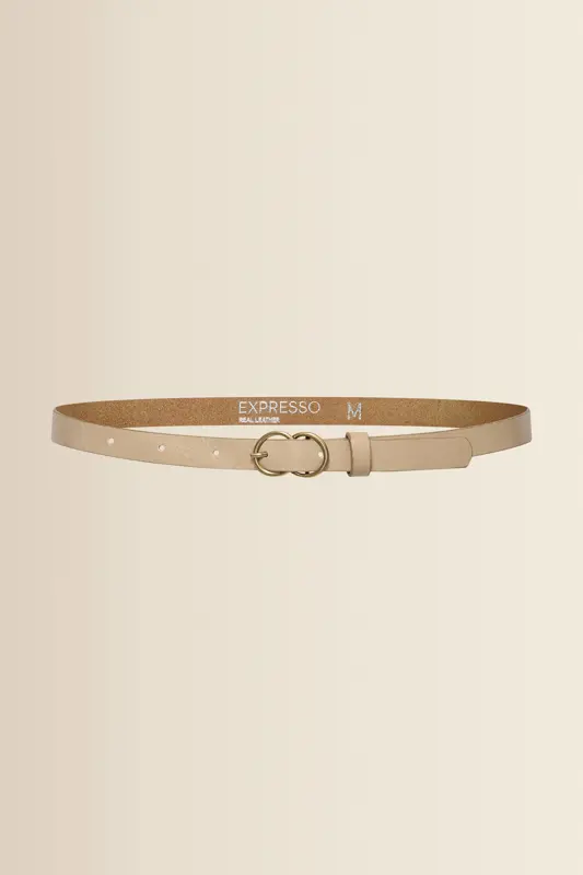 Leren riem met dubbele ringgesp
