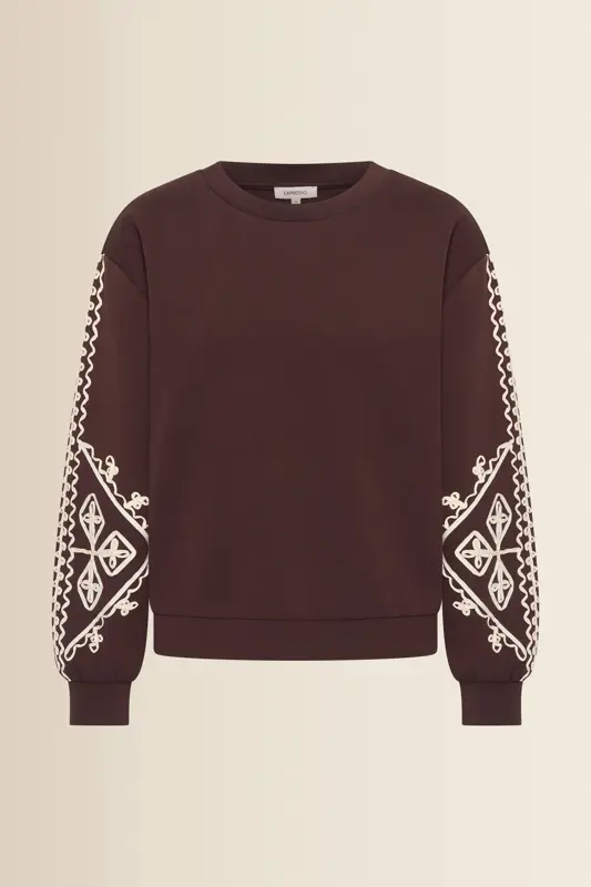 Sweater met geborduurde mouwen
