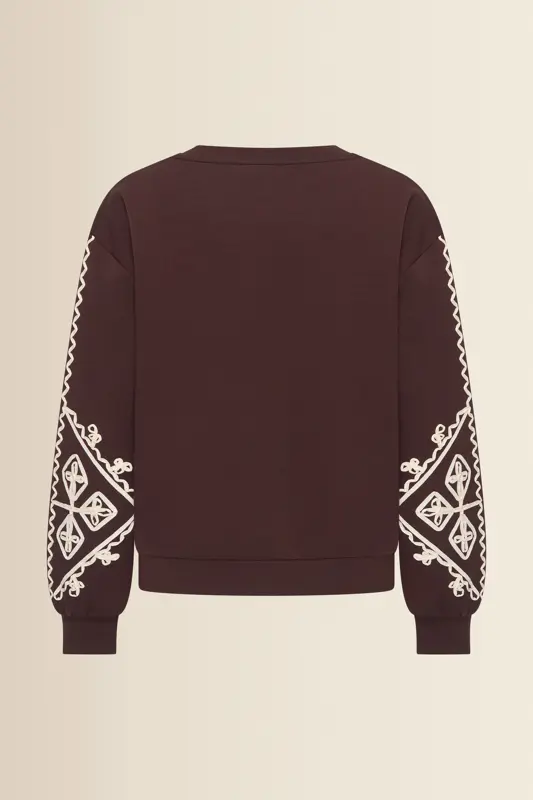 Sweater met geborduurde mouwen