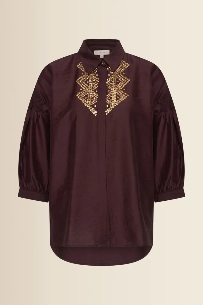 Blouse met goudkleurige borduursels