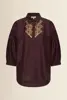Blouse met goudkleurige borduursels