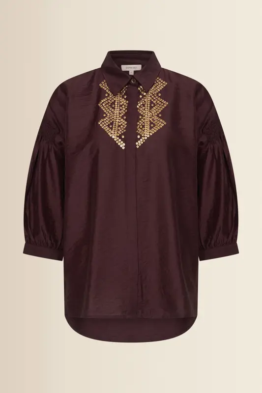 Blouse met goudkleurige borduursels